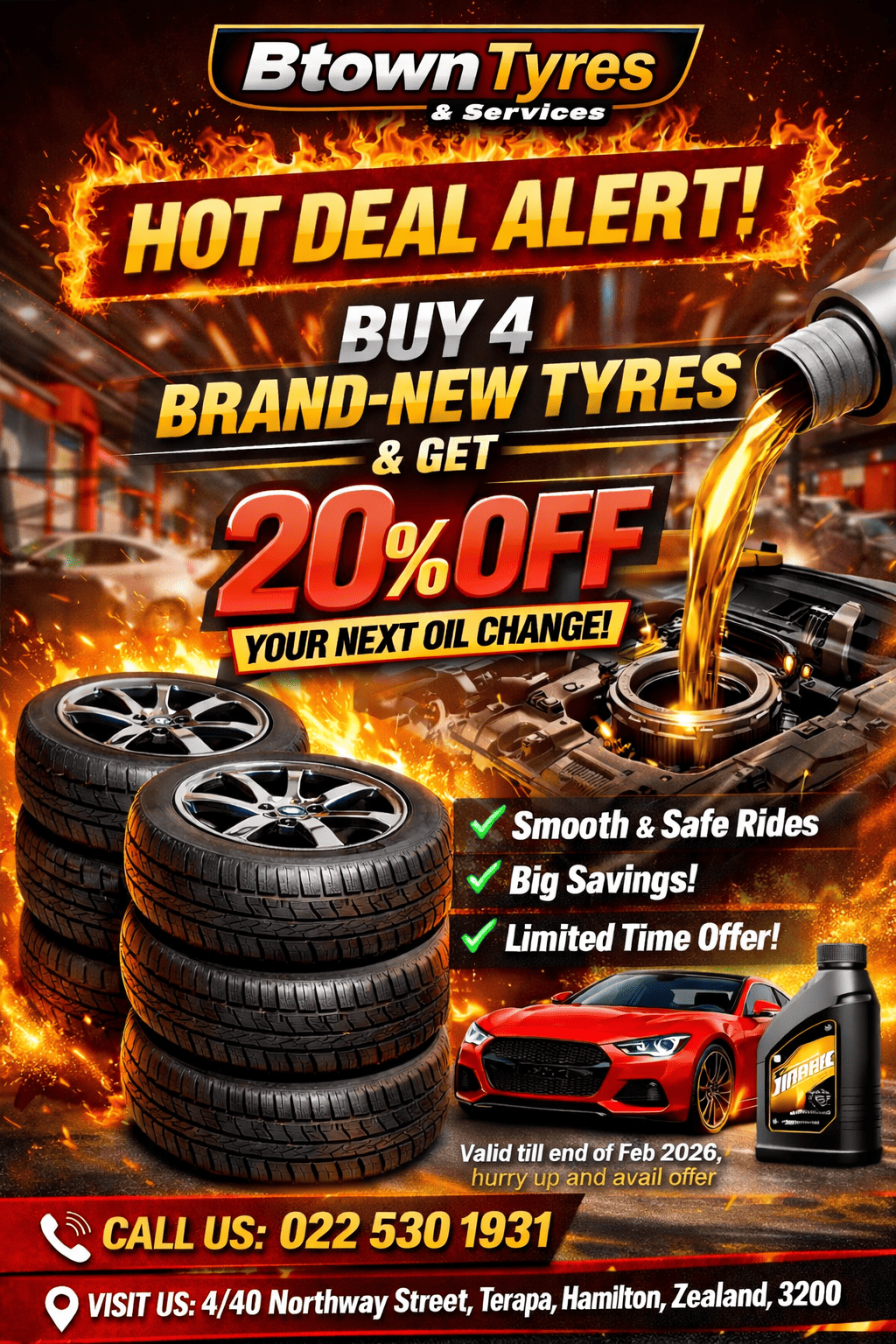 Best Tyre & Oil Change Deal in Hamilton – Open 7 Days