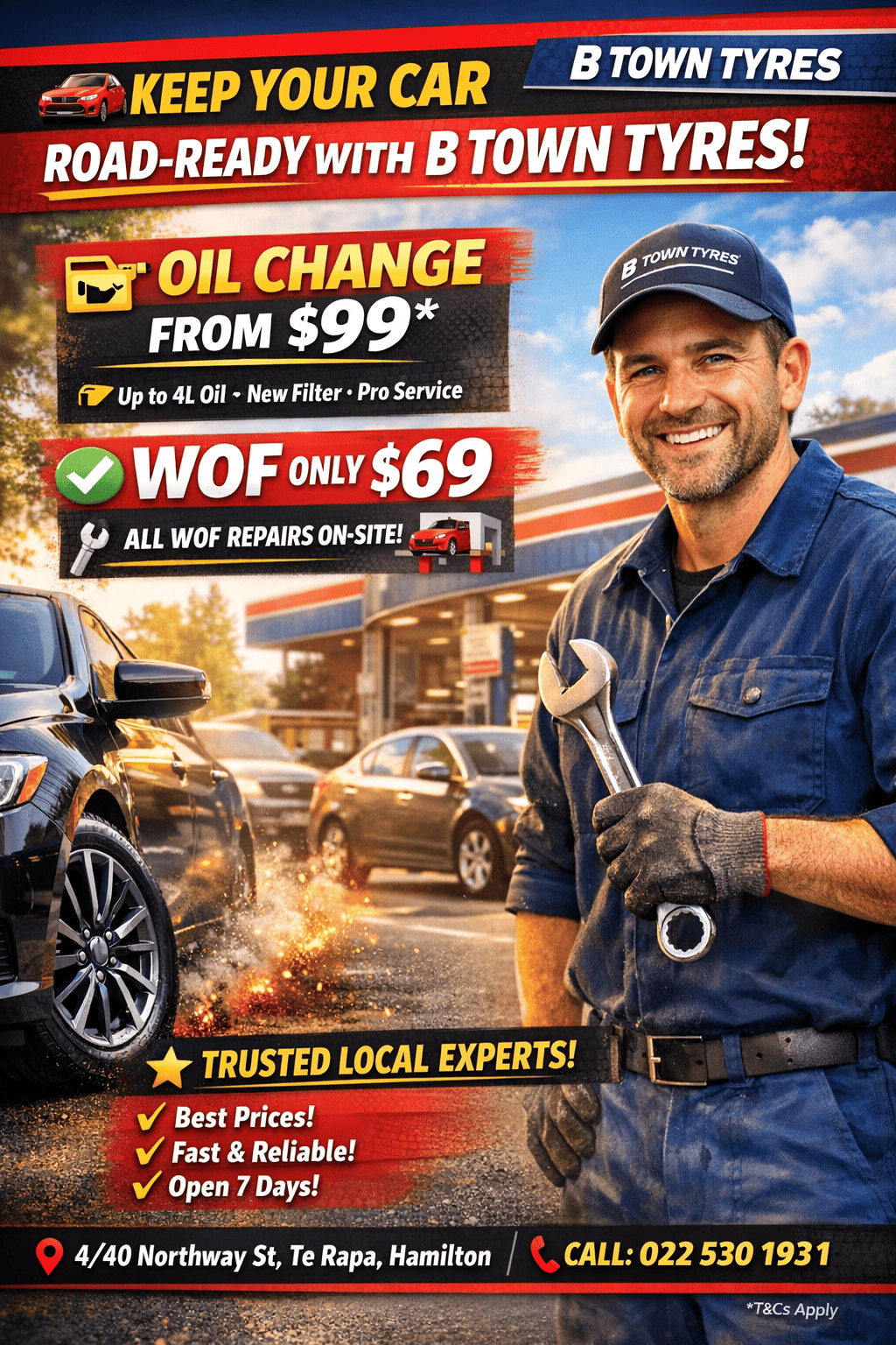 Affordable Oil Change & WOF Services in Hamilton – B Town Tyres