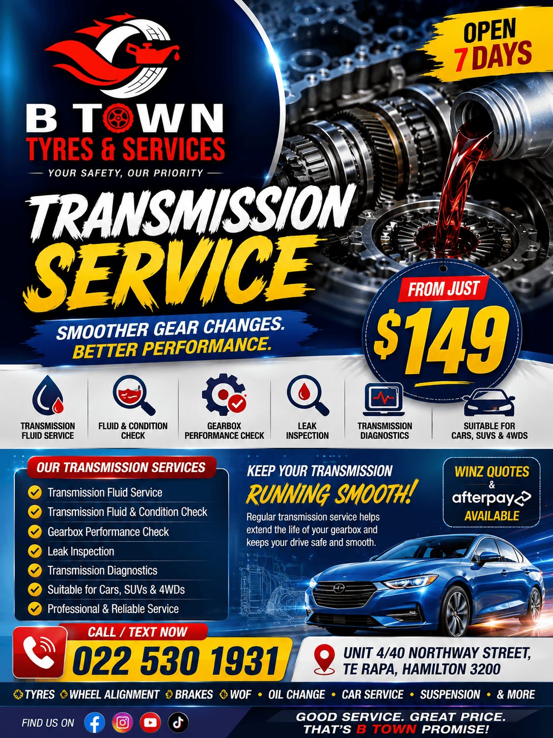 Transmission Service Hamilton From Just 149 - B Town Tyres & Services